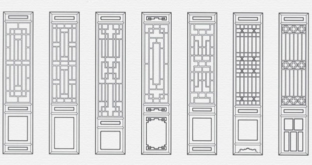 柳河常用中式仿古花窗图案隔断设计图