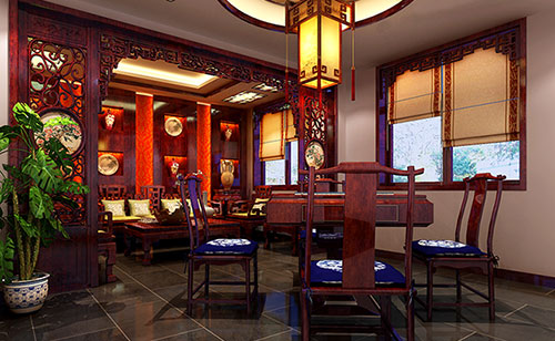 柳河古典中式风格茶楼包间设计装修效果图